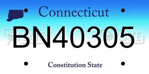 BN40305 Connecticut License Plate