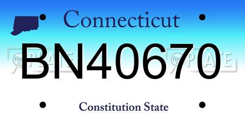 BN40670 Connecticut License Plate