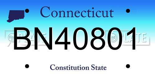 BN40801 Connecticut License Plate