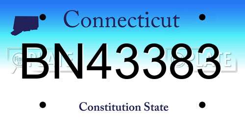BN43383 Connecticut License Plate