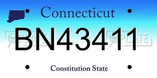 BN43411 Connecticut License Plate