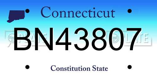 BN43807 Connecticut License Plate