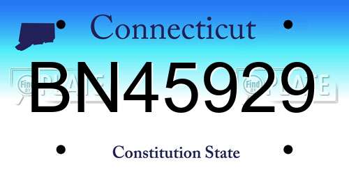 BN45929 Connecticut License Plate