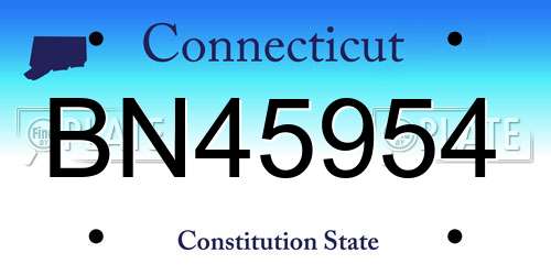 BN45954 Connecticut License Plate