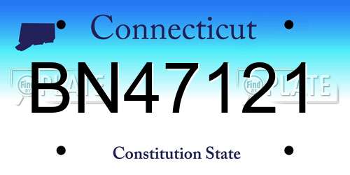 BN47121 Connecticut License Plate