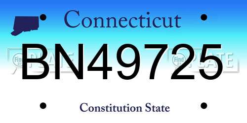 BN49725 Connecticut License Plate