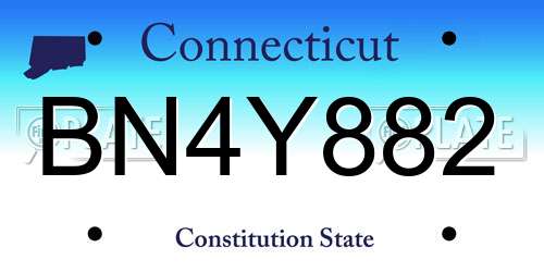 BN4Y882 Connecticut License Plate