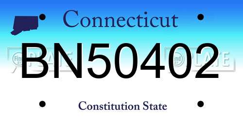 BN50402 Connecticut License Plate