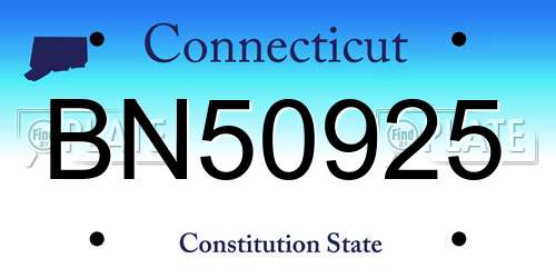 BN50925 Connecticut License Plate