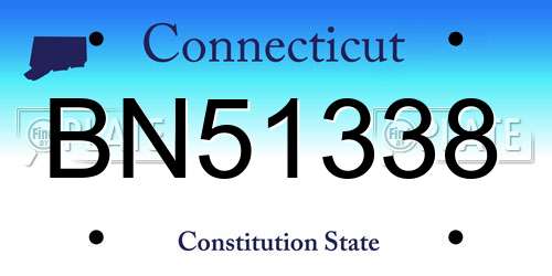 BN51338 Connecticut License Plate