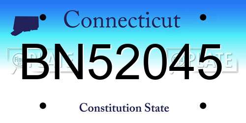 BN52045 Connecticut License Plate