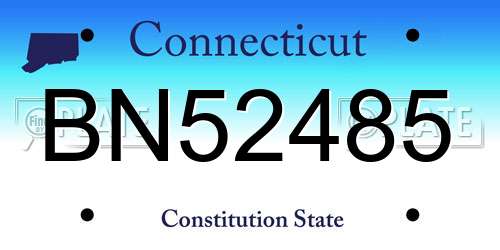 BN52485 Connecticut License Plate