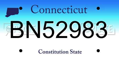 BN52983 Connecticut License Plate