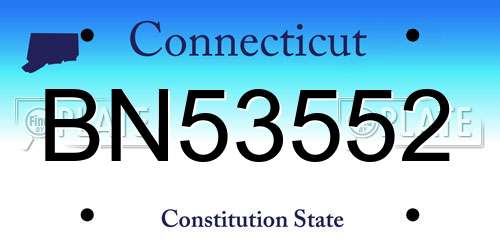 BN53552 Connecticut License Plate