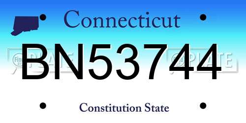 BN53744 Connecticut License Plate