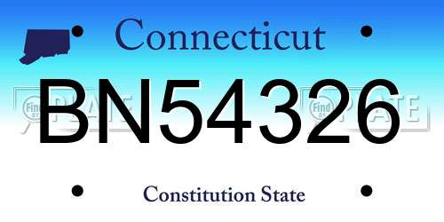 BN54326 Connecticut License Plate