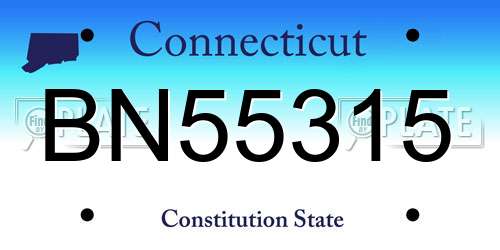 BN55315 Connecticut License Plate