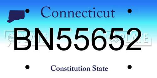 BN55652 Connecticut License Plate