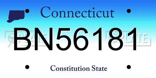 BN56181 Connecticut License Plate