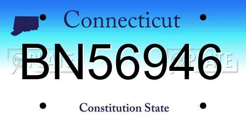 BN56946 Connecticut License Plate