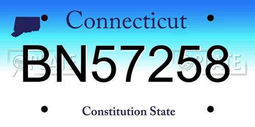 BN57258 Connecticut License Plate