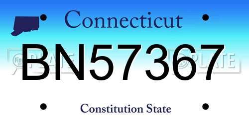 BN57367 Connecticut License Plate