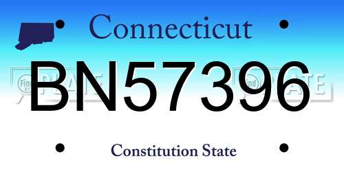 BN57396 Connecticut License Plate