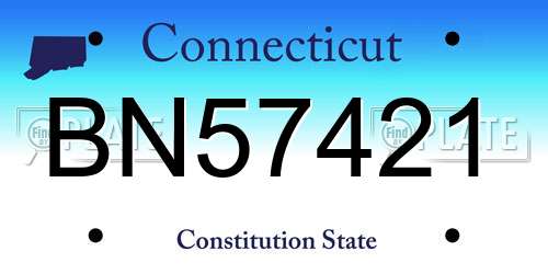BN57421 Connecticut License Plate