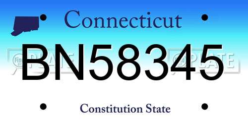 BN58345 Connecticut License Plate