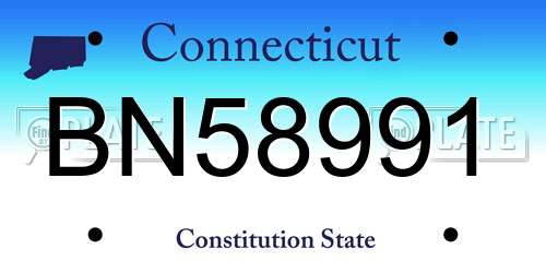 BN58991 Connecticut License Plate