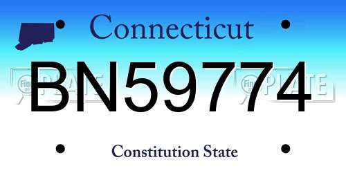 BN59774 Connecticut License Plate