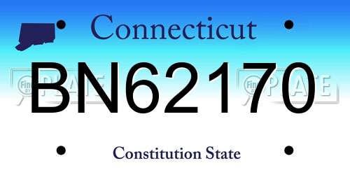 BN62170 Connecticut License Plate