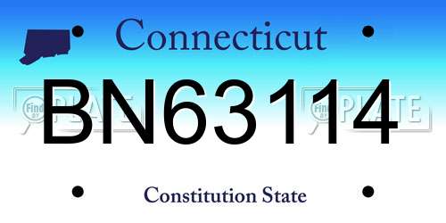 BN63114 Connecticut License Plate