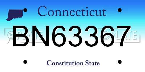 BN63367 Connecticut License Plate