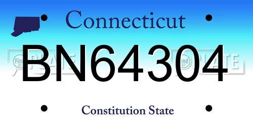 BN64304 Connecticut License Plate