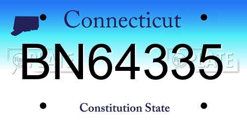 BN64335 Connecticut License Plate