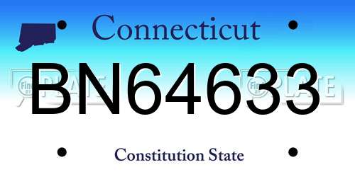 BN64633 Connecticut License Plate