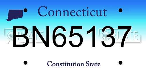 BN65137 Connecticut License Plate
