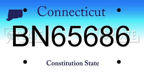 BN65686 Connecticut License Plate