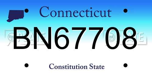 BN67708 Connecticut License Plate