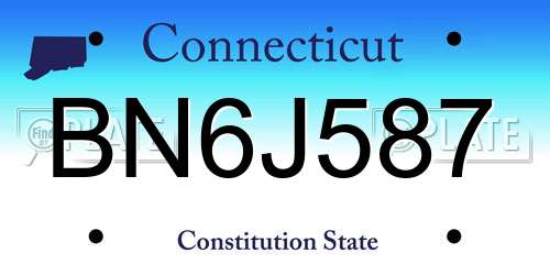 BN6J587 Connecticut License Plate