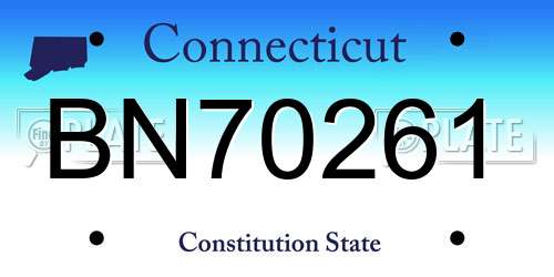 BN70261 Connecticut License Plate