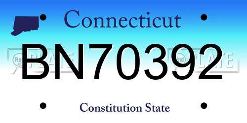 BN70392 Connecticut License Plate
