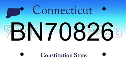 BN70826 Connecticut License Plate