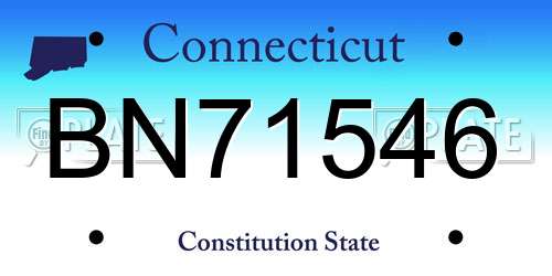 BN71546 Connecticut License Plate