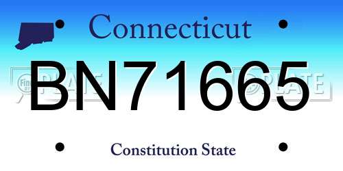 BN71665 Connecticut License Plate