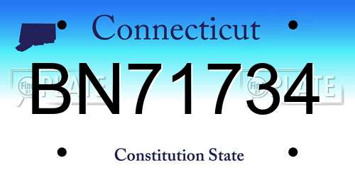 BN71734 Connecticut License Plate