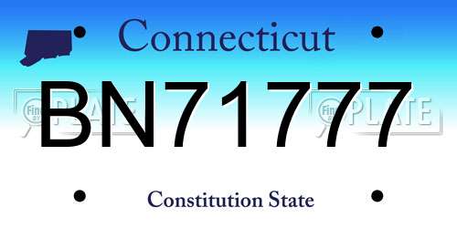 BN71777 Connecticut License Plate