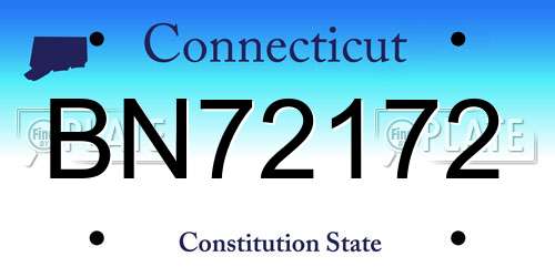 BN72172 Connecticut License Plate