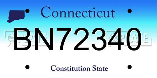 BN72340 Connecticut License Plate